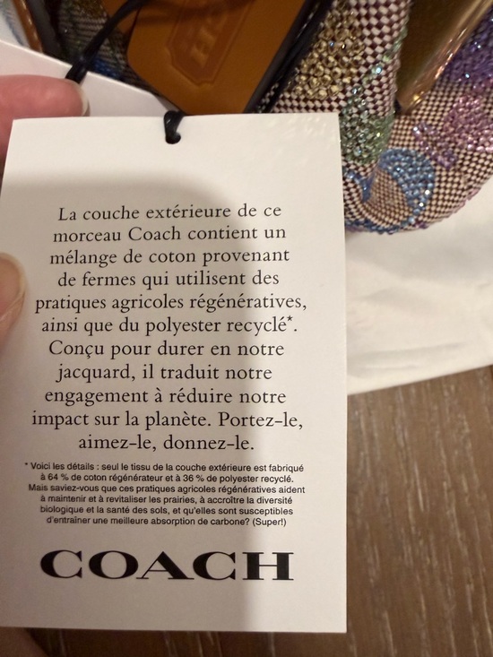 Coach Crystal Rainbow Signature Kisslock Bag with Tan Leather and Brass Hardware - Picture 10 of 15